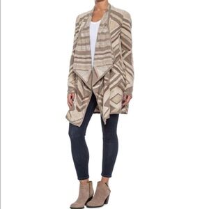 Lucky Brand Cotton Blend Open Cardigan Sweater in Taupe/Tan/Ivory Sz. Large